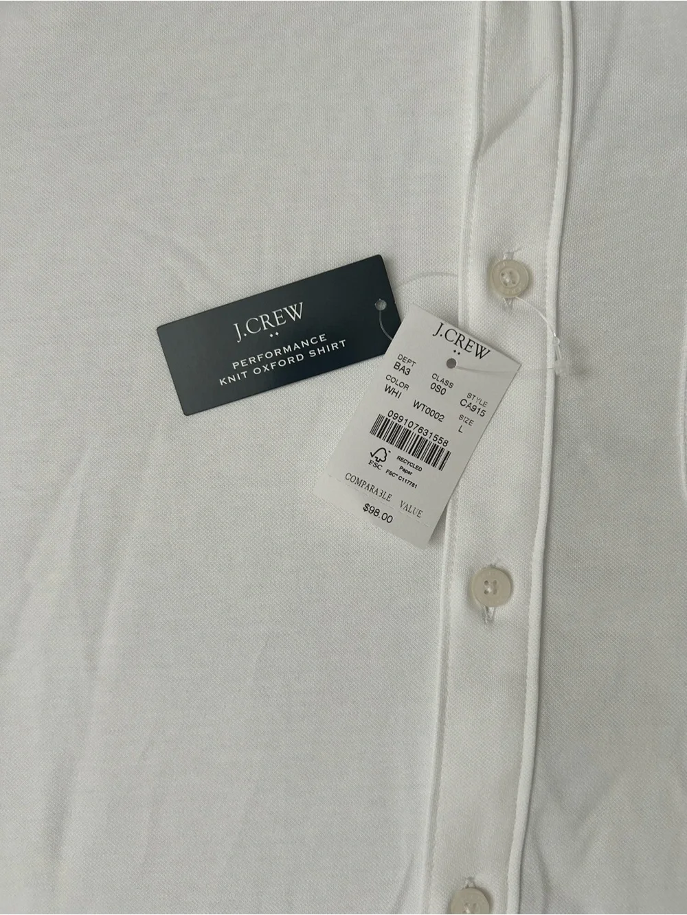J. Crew White Button-Down Casual Shirt